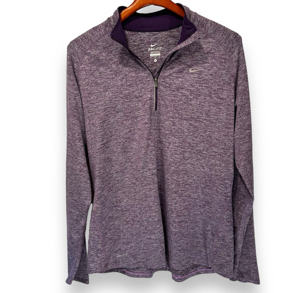 Nike Dri Fit 1/4 Zip Running Top Womens Size XL Purple Performance Active